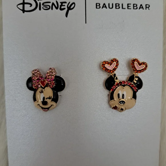 BaubleBar X Disney Valentine's Day Minnie & Mickey Kissing Stud Earrings - Picture 2 of 5